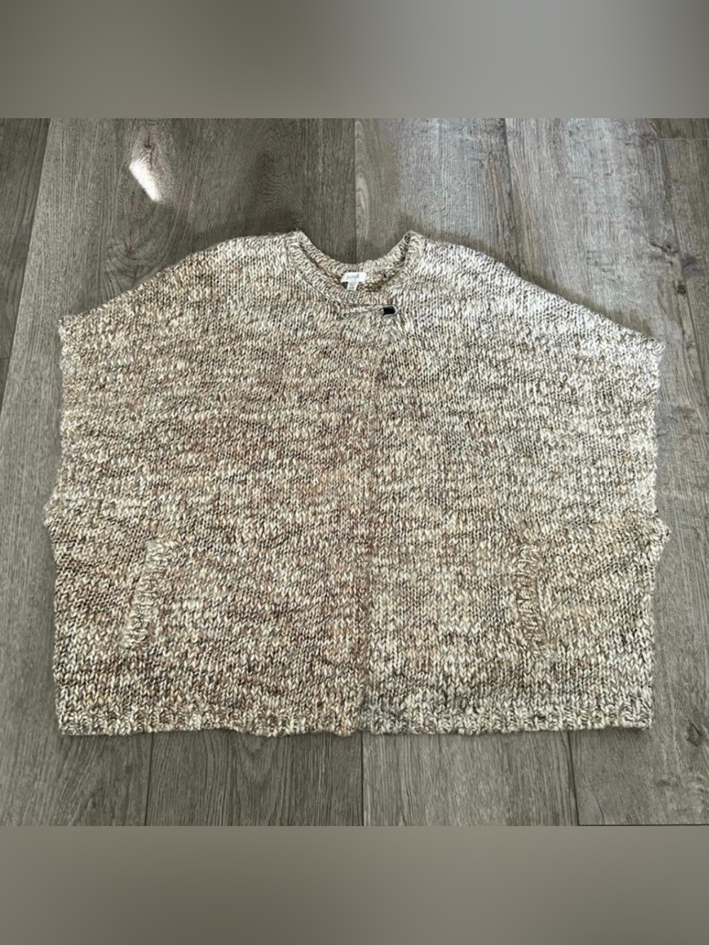 Pure Jill Farmhouse Oversized Wool Ruana Sweater Size Medium